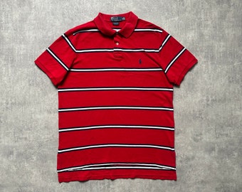 PRL Polo Ralph Lauren polos ajustés à rayures t-shirt pour hommes XL rouge à manches courtes