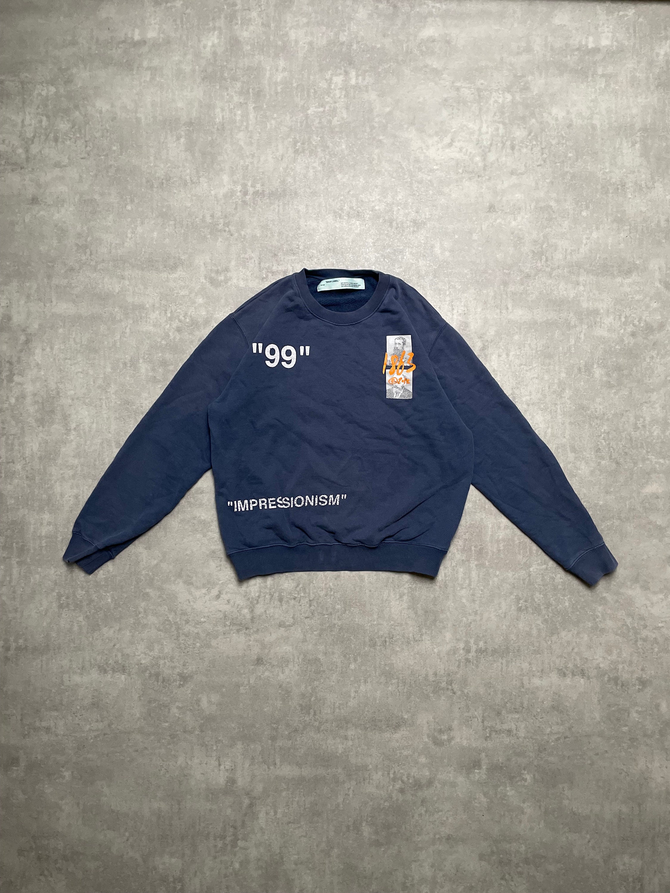 100 Authentic Off white Impressionism Sweatshirt Crewneck Mens XL