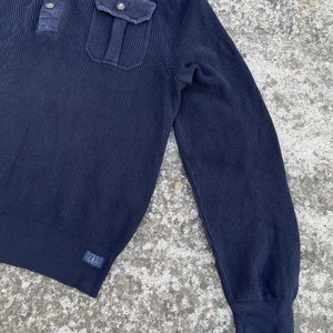 Pull en tricot Polo Ralph Lauren pour hommes XXL, bleu marine, streetwear streetstyle y2k vintage des années 90's rétro drill ykk luxe image 2