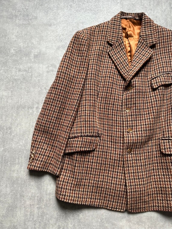 Harris tweed checked heavy blazer jacket brown or… - image 3