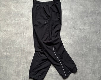 Nike nylon pantalones joggers dúo logo tamaño masculino XXL negro 80s y2k vintage streetstyle 90s taladro opio retro