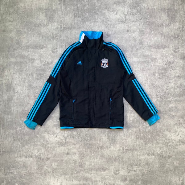 Adidas Liverpool football club zip jacket windstopper size S-M mens black blue vintage sportwear