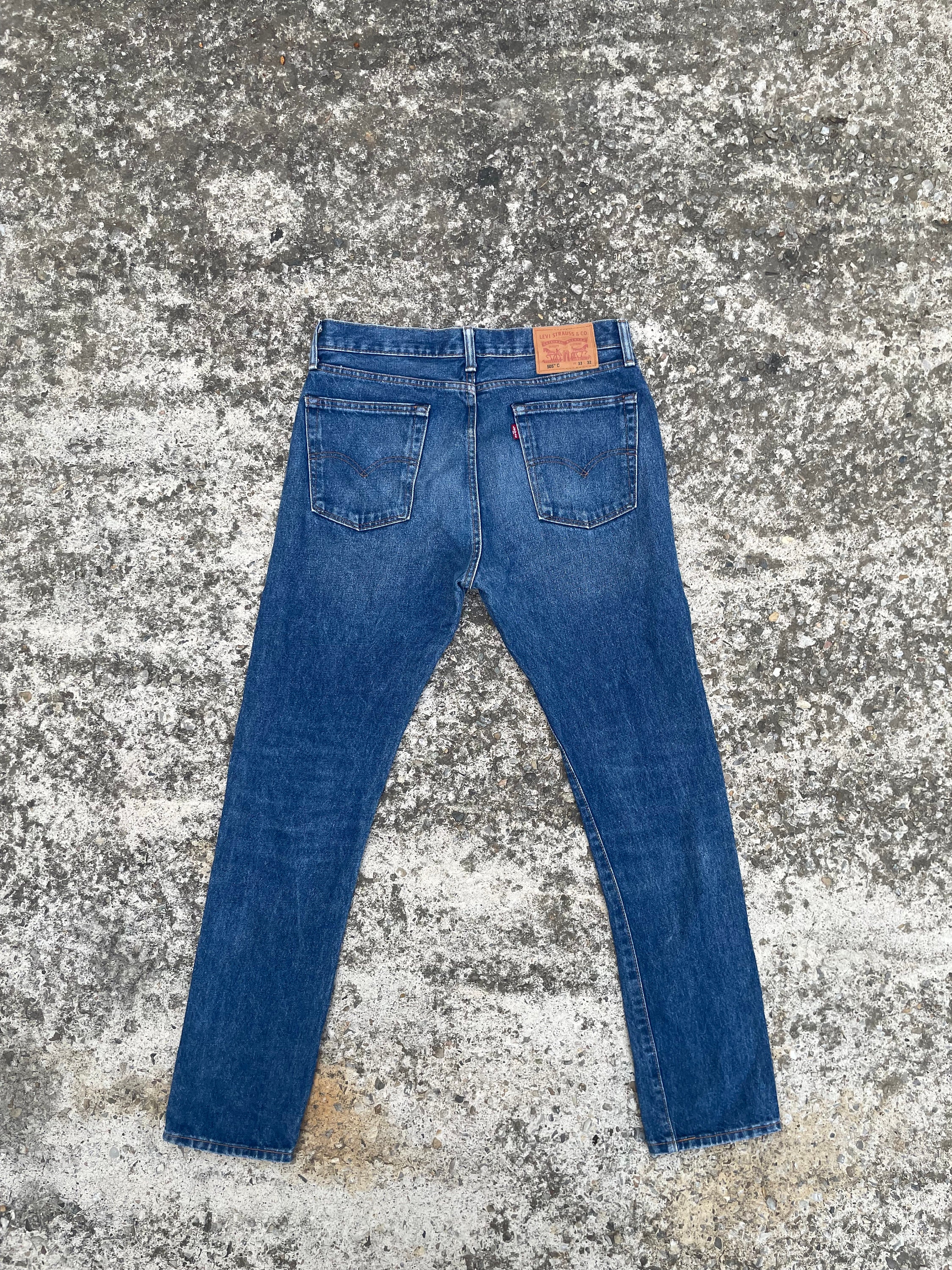 Levis 505 33 32 Regular Mens Jeans Blue Etsy