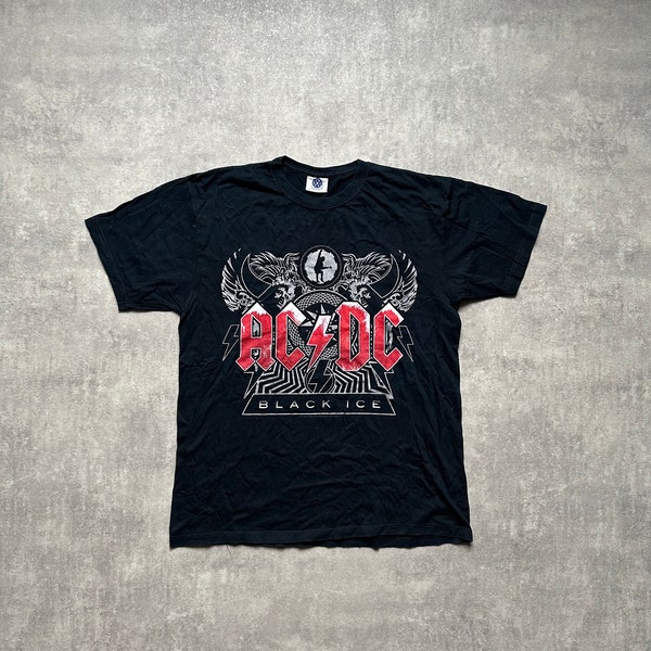 ac/dc black ice band tee t-shirt short sleeve unisex size L black 80s y2k vintage streetwear streetstyle 90s drill opium retro