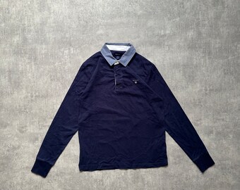 Gant polo long sleeve t-shirt 1/3 buttons navy y2k vintage men’s M streetwear streetstyle 90s drill