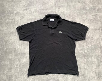 Lacoste Herren-Polo-T-Shirt Größe L schwarz 80er Y2K Vintage Streetstyle 90er Drill Opium Retro
