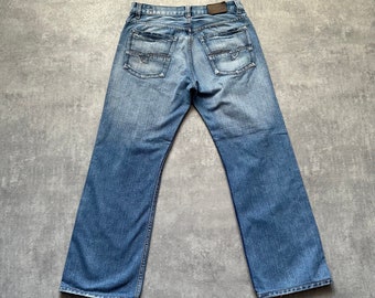 Diesel, hergestellt in Italien, Größe 34, Herren-Denim-Jeans, blau, 80er-Y2K-Vintage-Streetstyle, 90er-Jahre-Drill-Opium-Retro