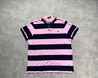 PRL polo Ralph Lauren camiseta polo de manga corta para hombre slim fit talla XXL rosa marino 80s y2k vintage streetstyle 90s taladro opio retro