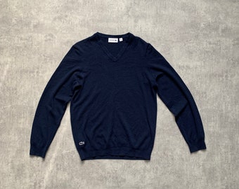 Lacoste Herren Pullover Pullover blau Marine Größe M 80er 80er 80er 90er Streetstyle Drill Opium Retro