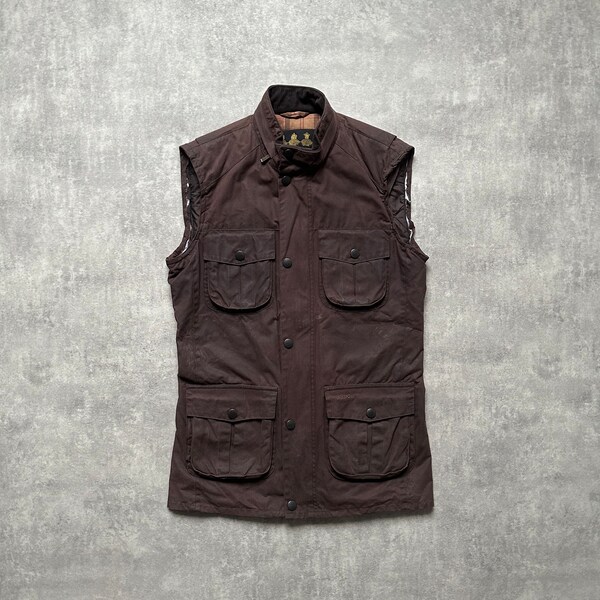 Barbour wax waxed vest men’s S brown motorcycle sportswear streetwear streetstyle y2k vintage 90’s 00’s retro drill ykk luxury 80s