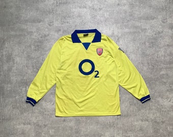 Manko o2 arsenal football t-shirt à manches longues pour hommes maillot taille M-L jaune des années 90 y2k sportwear