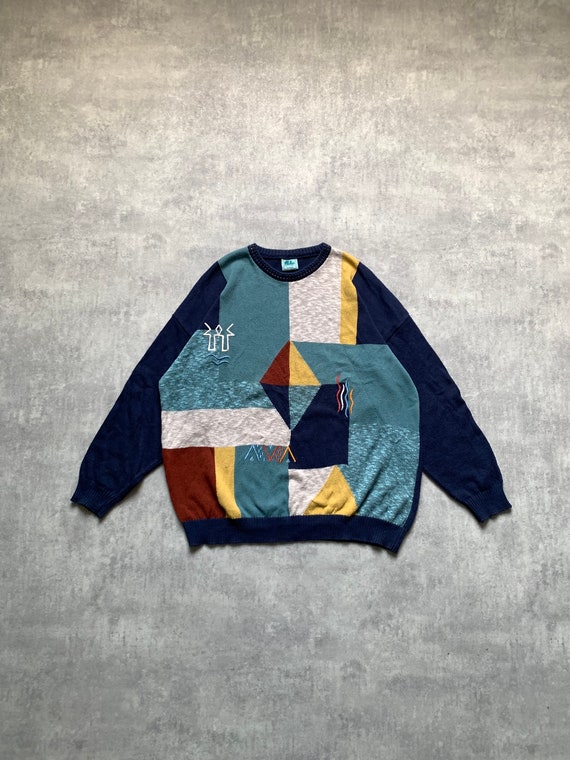 Castello by lincron men’s knit sweater jumper blu… - image 1