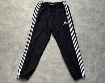 adidas track pant joggers pantalones talla masculina M negro 80s y2k vintage streetstyle 90s taladro opio retro