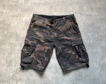 Brandit Mensa cargo shorts multipocket size L brown black camouflage y2k vintage streetstyle 90s drill opium retro