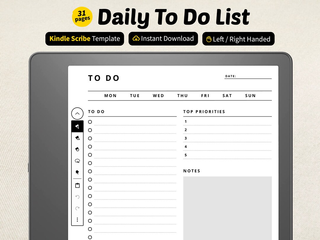 Kindle Scribe Daily to Do List | PDF Template for Kindle Scribe E Ink ...