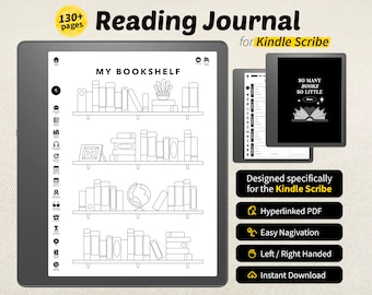 Kindle Scribe Reading Journal | Hyperlinked PDF Templates for Kindle Scribe E Ink Tablet