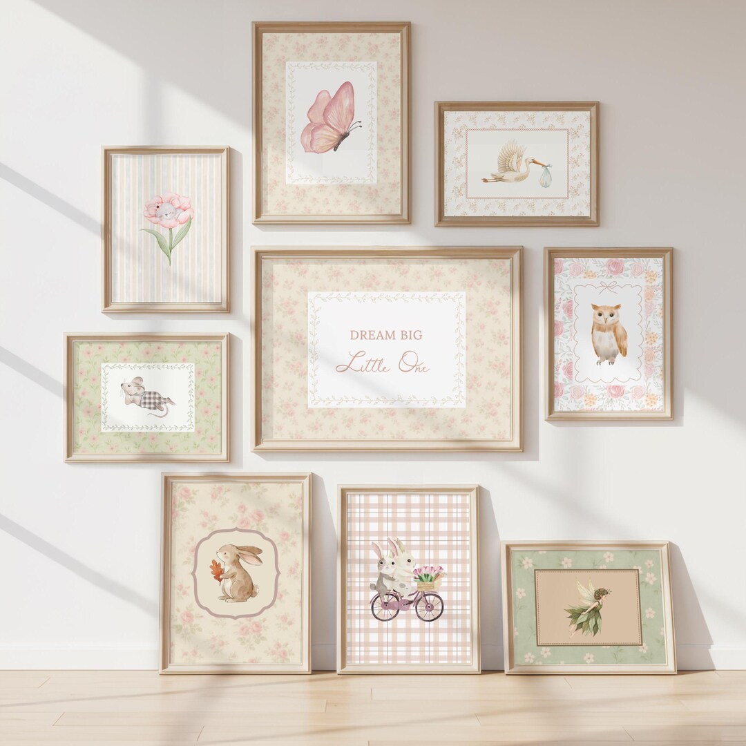 Vintage Nursery Wall Art Set of 15, Cottagecore Nursery Decor, Woodland ...