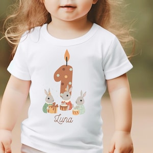 Baby Geburtstagsgeschenk personalisierte Shirt Kleinkind Tshirt mit Zahl Mädchen Geburtstag Geschenk Kinder Geburtstag Häschen T Shirt personalisiertes Geschenk