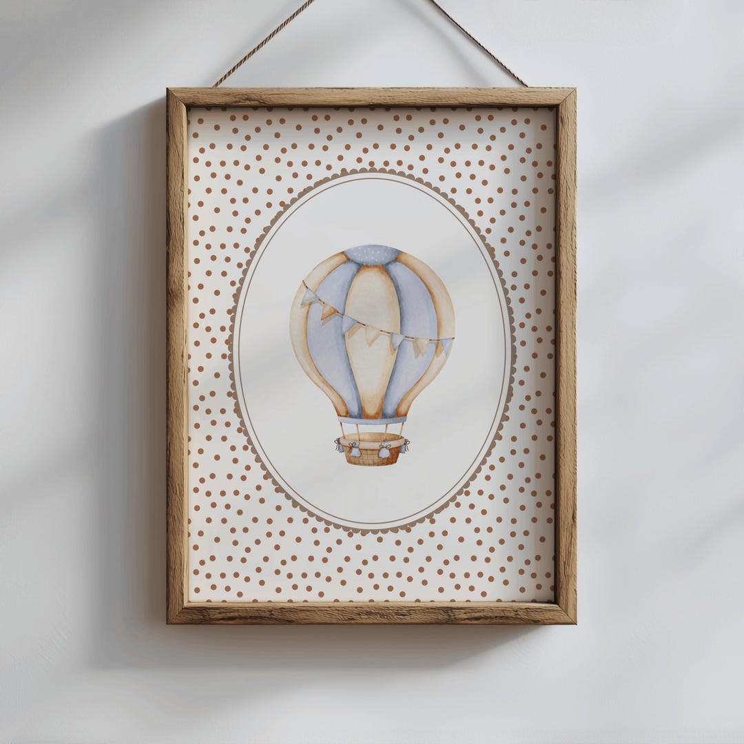 Hot Air Balloon Nursery Art, Vintage Style Baby Room Decor (digital ...