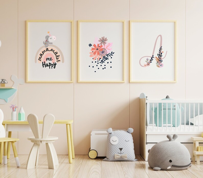 Unicorn Nursery Wall Art, Unicorn Print, Rainbow Nursery Art, Custom ...