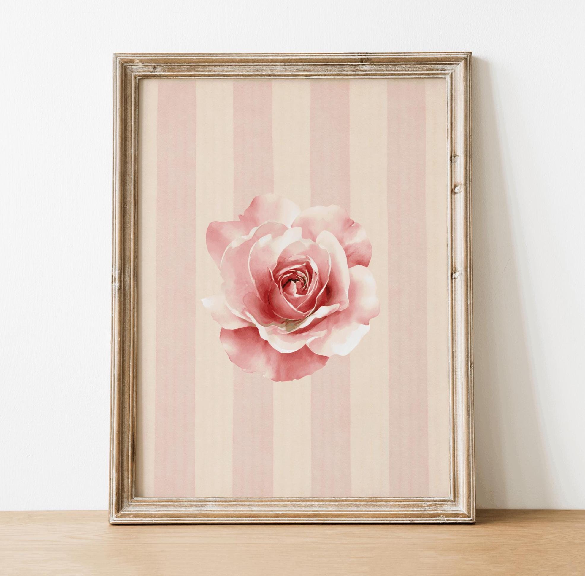 Pink Rose Nursery Wall Art Printable, Cottagecore Floral Nursery Decor ...