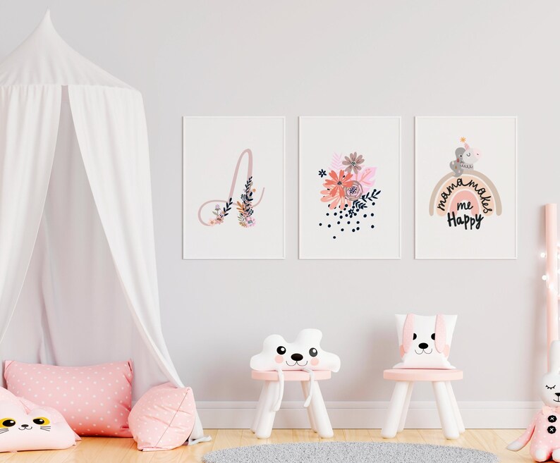 Unicorn Nursery Wall Art, Unicorn Print, Rainbow Nursery Art, Custom ...