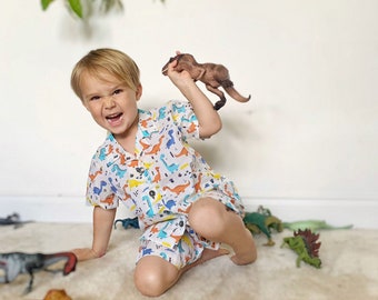 Conjunto de pijama corto de algodón para niño Fierce Dinosaur