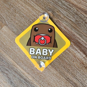 Baby on Board Window Signs | Domo | Suction Cup Window Car Signs | Car Gift Idea | Weatherproof Outdoor Durable