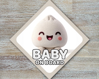 Baby on Board Window Stickers | Food Dumpling | Weatherproof Outdoor Durable | Baby Gift | Baby Safety Stickers