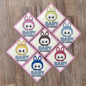 Baby on Board Window Stickers | Labubu | Weatherproof Outdoor Durable | Baby Gift | Baby Safety Stickers
