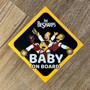 Naklejki na okna Baby on Board | Simpsonowie | Wodoodporne, trwałe, do użytku na zewnątrz | Prezent dla dziecka | Naklejki na bezpieczeństwo dziecka