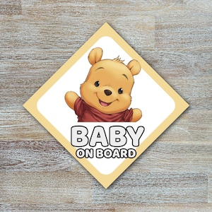 Baby on Board Window Stickers | Winnie the Pooh | Weatherproof Outdoor Durable | Baby Gift | Baby Safety Stickers