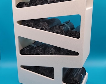 High Capacity Dog Poop Bag Dispenser: 16 Roll Storage, Easy Grab - Black
