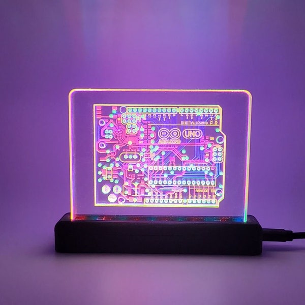 Arduino Acrylic LED Illuminated Art Piece with Patterns (Plexiglass) - Great STEM Gift for Electrical / Electronics PCB Engineers and Makers