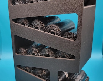 High Capacity Dog Poop Bag Dispenser: 16 Roll Storage, Easy Grab - Black