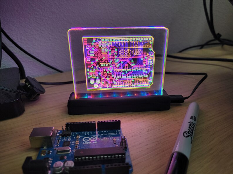 Arduino Acrylic LED Illuminated Art Piece With Patterns plexiglass ... image.