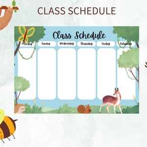 Afdrukbaar lesrooster, Weekplanner, Academische planner, Schoolorganisator, Tijdschemasjabloon, Studieplanner, Digitaal lesrooster