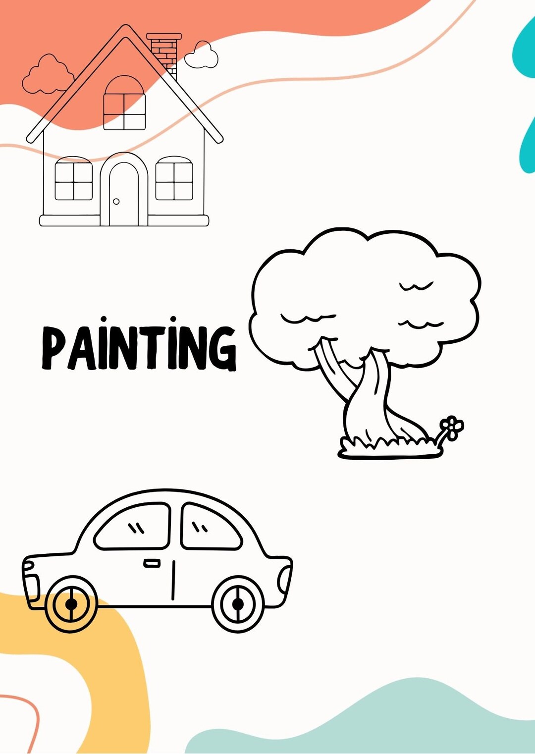 Printable Coloring Pages,house Coloring Pages,car Coloring Pages,tree