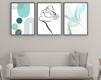 Boho Wall Prints,Boho Decor,Set of 3 Scandinavian Prints,Bedroom Wall Art, set of 3 prints, Abstracts prints, landscape set of 3.