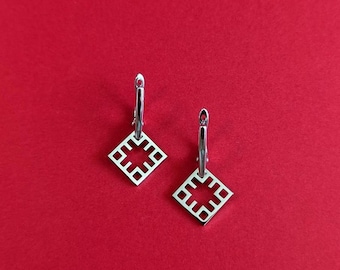 Belarusian Ornament Earrings Hypoallergenic Stainless Steel Belarus Folk Jewelry Gift for Belarusian Women