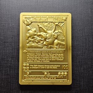 Pokemon Metal Card - Charizard 1e editie mat goud