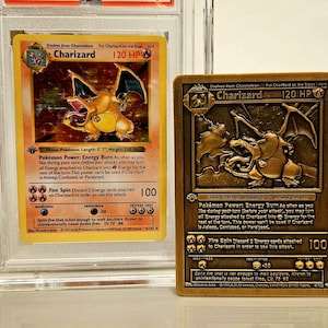 Charizard 1st Edition Gold Pokemon Collectible Metal Card - Etsy