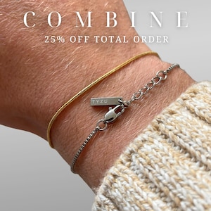 MINIMALIST Style Einstellbare SNAKE Goldkette ARMBAND, Unisex Edelstahl Schmuck