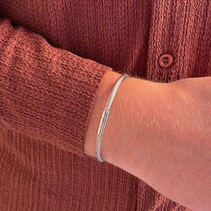 MINIMALIST Style TWISTED Silver and Gold BRACELET with Screw Clasp, Unisex Braided Stainless Steel Jewelry