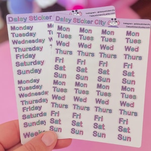 Weekday Script Planner Sticker Sheet