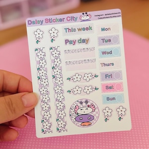 Lola Floral Checkered Weekly Sticker Sheet / Hobonichi Weeks / weekly stickers
