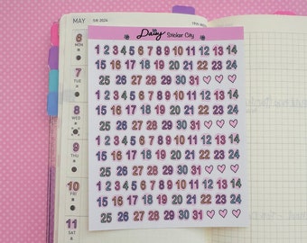 Date Cover Planner Stickers Colorful Number Sticker Sheet 4 Months Worth
