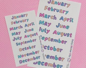 Monthly Script Planner Stickers Colorful