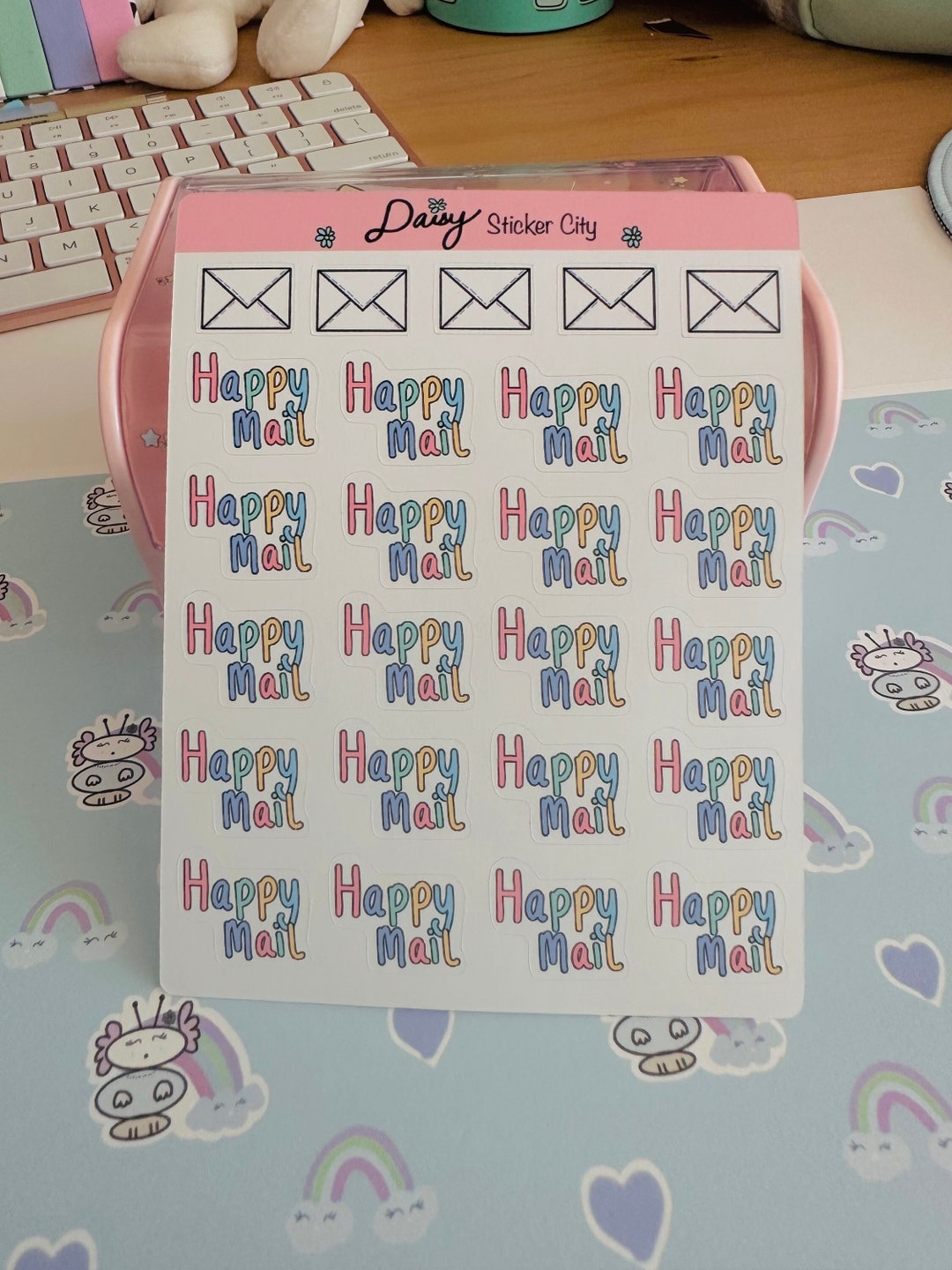 Mail Script Decal Ribtable Happy Mail Script Sticker Sheet/ Cute Script Stickers / Functional ...