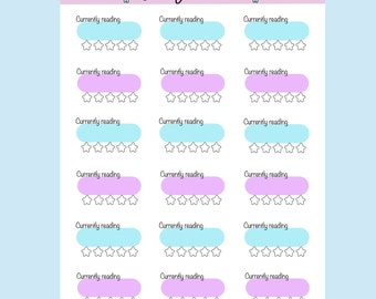 Currently Reading Quarter Box Sticker Sheet / book reads tracker / book rating stickers